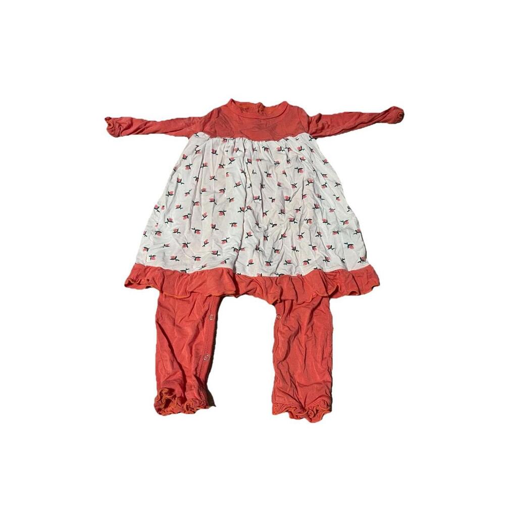 Kickee Pants Baby Girl 6-12 m. Dress Viscose Bamboo Built-In Pants Body Suit H88